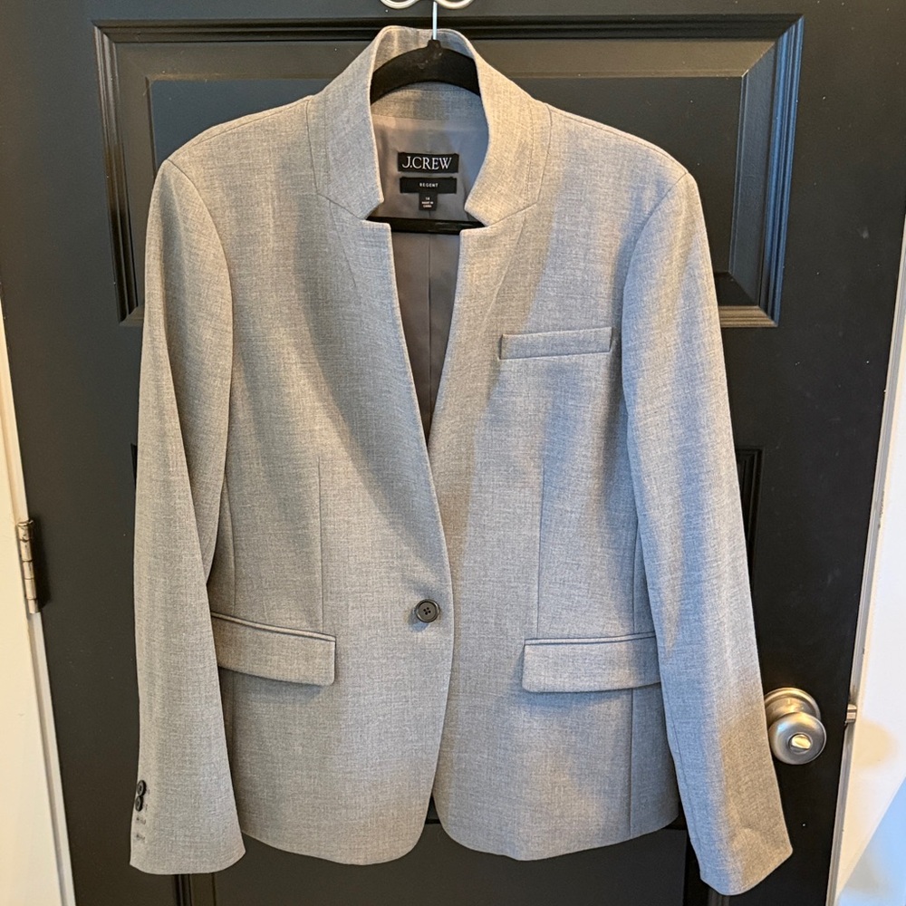 J. Crew Light Gray Regent Single-Button Blazer.